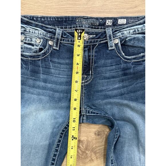 Miss Me Jeans Size 29 Easy Boot Distressed Mid Rise Rhinestones - Picture 8 of 11